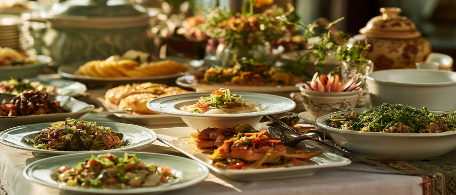 a feast laid out on the table
