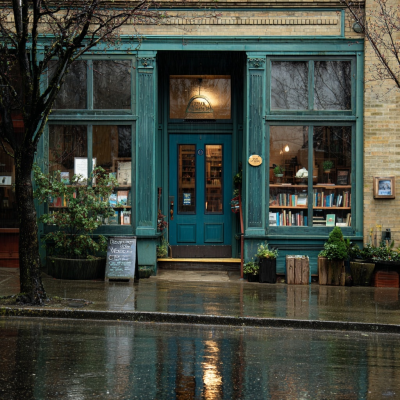 The front door to a bookshop in Bellingham, Washington